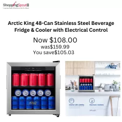 Arctic King 48-Can Stainless Steel Beverage Fridge & Cooler with Electrical Control